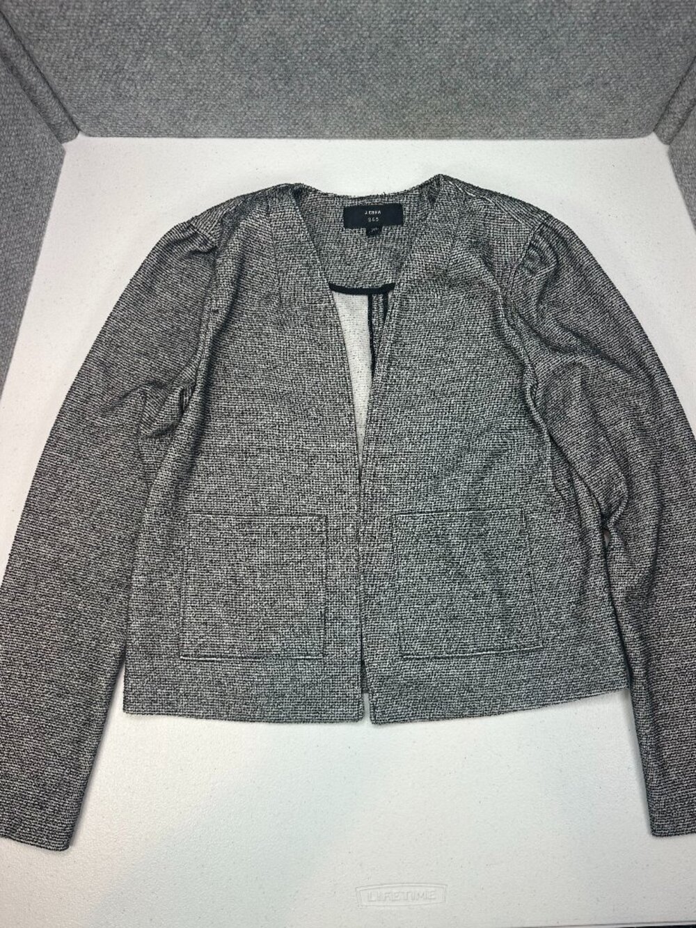 J.Crew 365 Bouclé Open Front Blazer XS Black White J7988
